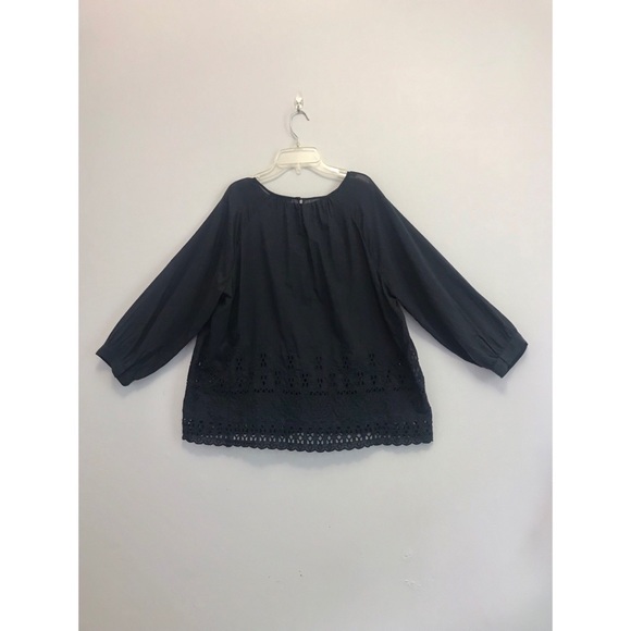 Madewell | Navy Eyelet Embroidered Boho Blouse - Picture 3 of 5